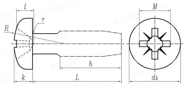 ASME B 18.6.5M (T18) - 2000 (R2010) 米制米字槽盤頭自攻螺釘 [Table 18]