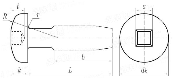 ASME B 18.6.5M (T19) - 2000 (R2010) 米制四方槽盘头自攻螺钉 [Table 19]
