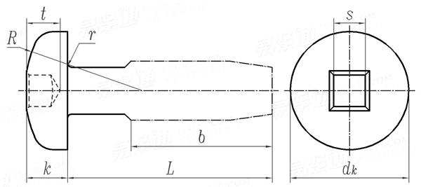 ASME B 18.6.5M (T19) - 2000 米制四方槽盘头自攻螺钉 [Table 19]