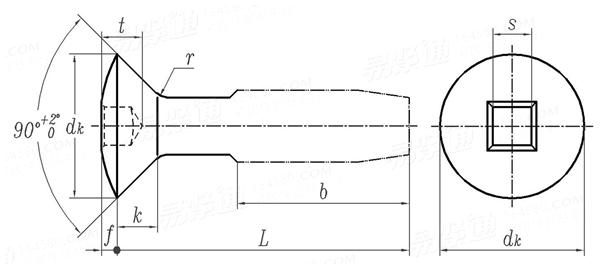 ASME B 18.6.5M (T15) - 2000 (R2010) 米制四方槽半沉头自攻钉 [Table 15]