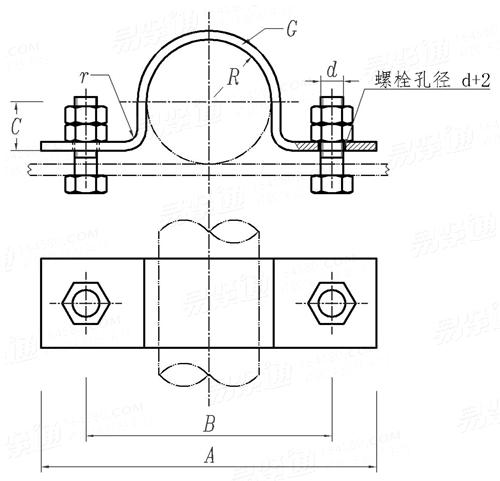 HG /T 21629 (A4-3) - 1999 管架 - 緊固管卡，鑄鐵管用