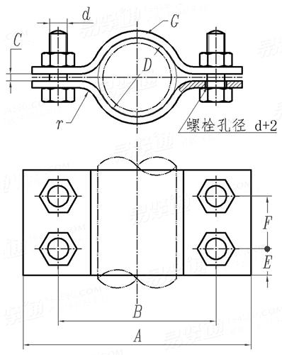 HG /T 21629 (A9-2) - 1999 雙排螺栓管夾，英制管用