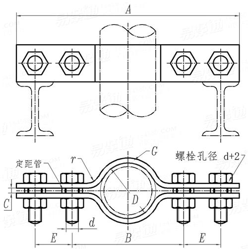 HG /T 21629 (A10-1) - 1999 四螺栓管夾，公制管用