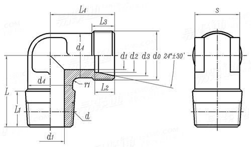 Q  808B 卡套式錐螺紋直角接頭體