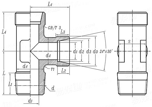 Q  811B 卡套式錐螺紋直角三通接頭體