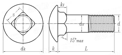 ASME/ANSI B 18.5 (T3) - 2012 英制圓頭矮方頸螺釘 [Table3]  (A307, SAE J429, F468, F593)