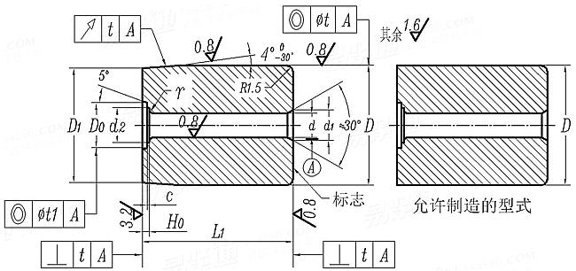 JB /T 4209.10 - 1996 冷镦六角头螺栓模具-标准杆凹模 A型 (适用于GB5780、GB5782、GB5785)