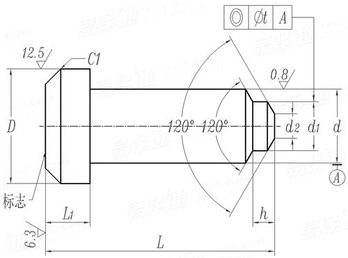 JB /T 4212.2 - 1996 冷镦内六角圆柱头螺钉模具 初镦冲头顶杆 (适用于GB70)