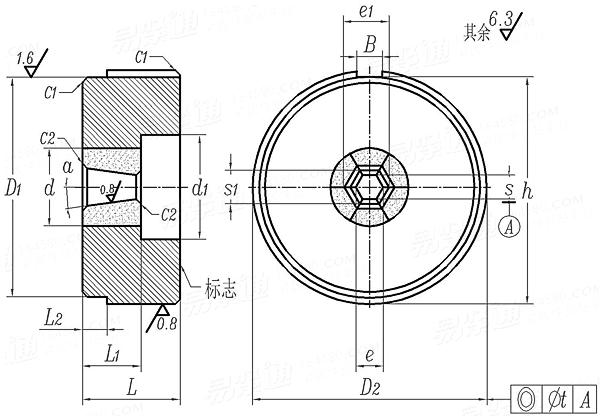 JB /T 4210.16 - 1996 冷镦六角螺母模具 镦六角凹模（六片组合硬质合金） C型 (适用于GB6170、GB6171、GB6175、GB6176)