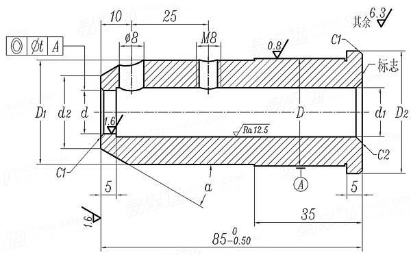 JB /T 4210.25 - 1996 冷镦六角螺母模具 冲孔凹模 D型 (适用于GB6171、GB6176)