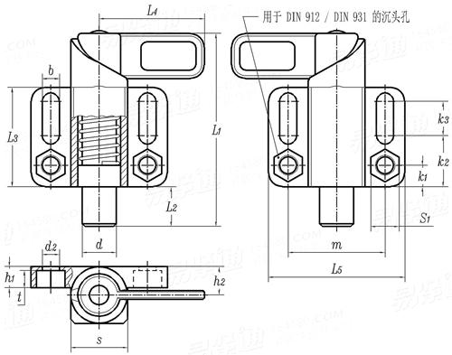 YJT  19055 帶表面安裝法蘭彈簧闩銷