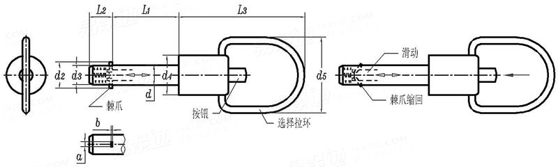 YJT  19091 (-2) 塑料滑塊，帶軸向鎖不鏽鋼鎖銷