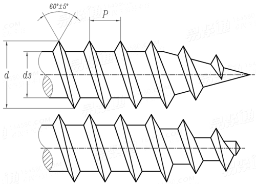 DIN  7998 - 1975 木螺钉 - 螺纹及末端