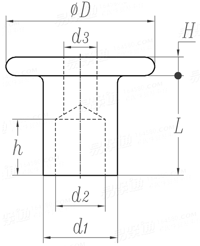 JIS D 4312 (F) - 1990 汽車制動片襯片及離合器襯片用鉚釘 - 平圓頭鉚釘