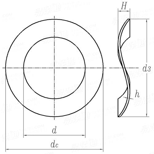DIN  42013 - 1988 小型電動機滾珠軸承軸向調整用 - 波形彈簧墊圈