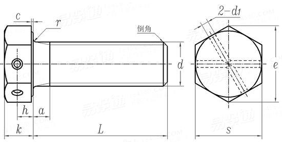 WJ  2215 - 1994 六角頭頭部帶孔全螺紋螺栓