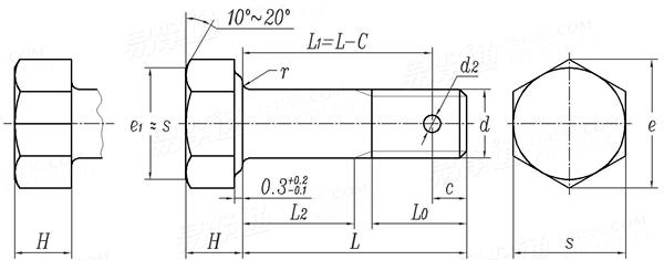 HB 1- 105 - 2002 光杆公差帶h8短螺紋小六角頭螺栓