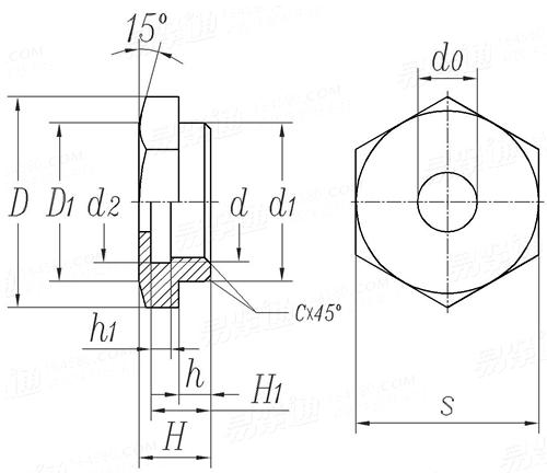 JB /T 1700 (B) - 2008 B型鎖緊螺母