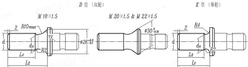 DIN  74361 - 2 (D/E) - 1982 轮毂螺栓，D型，E型