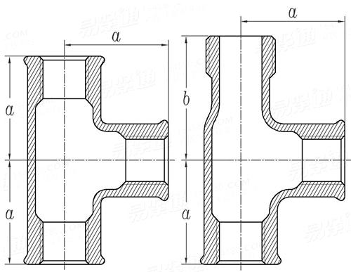 GB  3289.10 - 1982 可鍛鑄鐵管路連接件型式尺寸 三通 内外絲三通