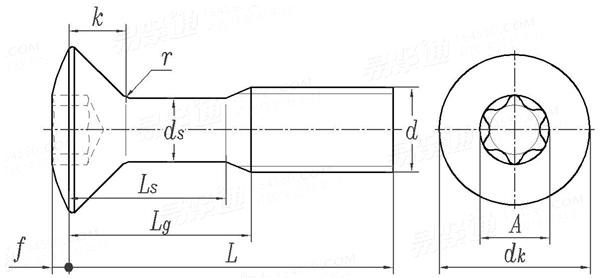DIN  6929 (QE) - 2013 粗牙梅花槽半沉頭細杆螺釘