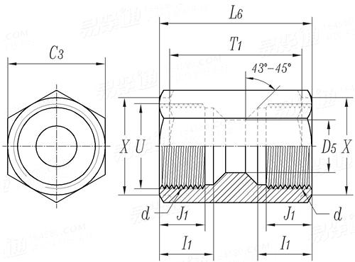 SAE J 513 (010107-U4) - 2019 制冷剂管接头 - Internal Flare Union