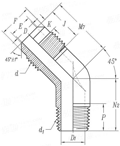 SAE J 513 (010302-E5) - 2019 制冷剂管接头 - 45度接头E5