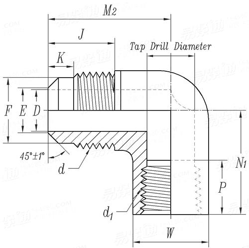 SAE J 513 (010203-E3) - 2019 制冷剂管接头 - 90度接头 E3