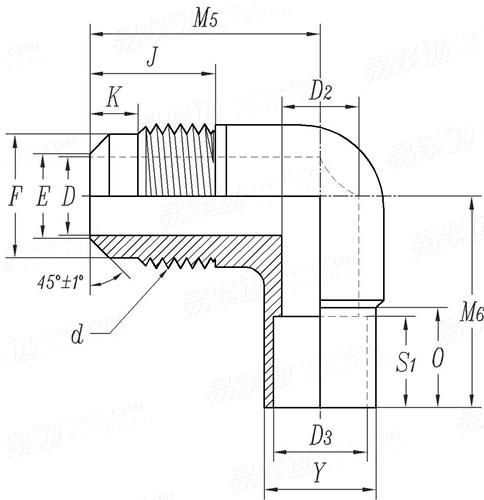 SAE J 513 (010204-ES) - 2019 制冷剂管接头 - 90度接头 ES