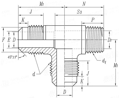 SAE J 513 (010424-T3) - 2019 制冷剂管接头 - Right Angle Two-Way Tee