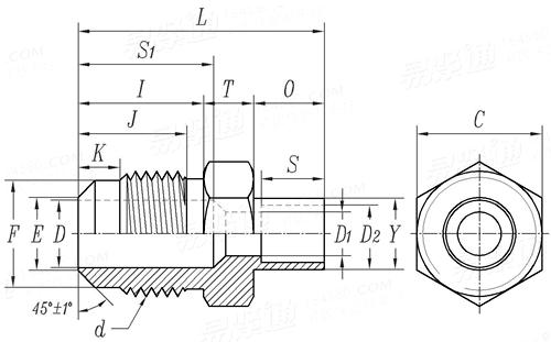 SAE J 513 (010104-US3) - 2019 制冷劑管接頭 - Flare To Solder Reducing Connector （Half Union）