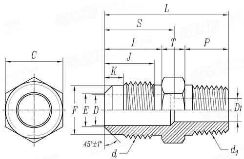 SAE J 513 (010102-U1) - 2019 制冷剂管接头 - 异径接头 Reducing Connector (Half Union)