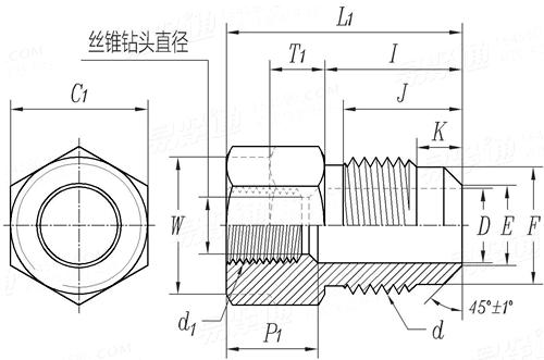 SAE J 513 (010103-U3) - 2019 制冷剂管接头 - Internal Thread Reducing Connector (Half Union)