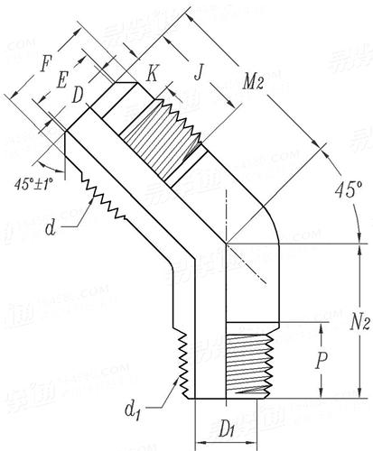 SAE J 513 (010302-E5) - 2019 制冷剂管接头 - 45度异径接头 E5
