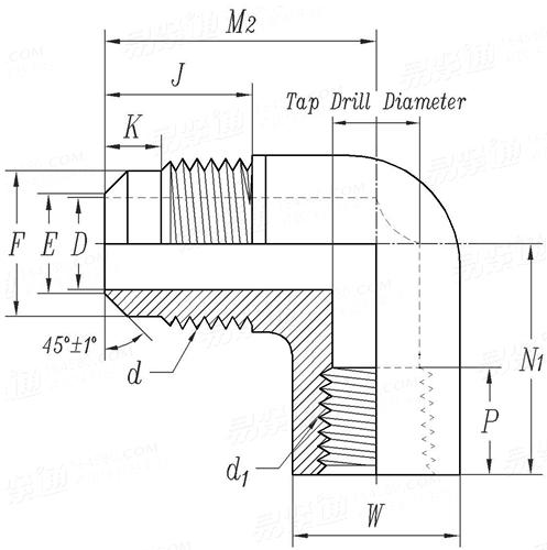 SAE J 513 (010203-E3) - 2019 制冷剂管接头 - 90 Degree Internal Pipe Thread Reducing Elbow