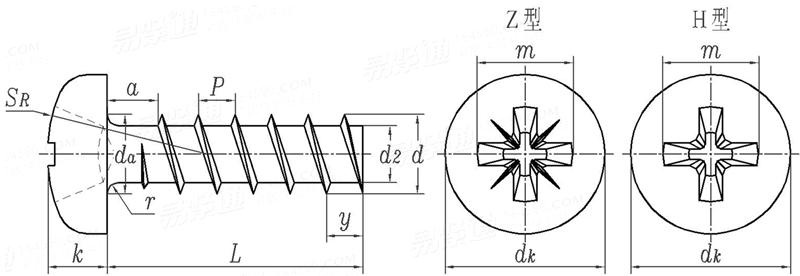 UNI  10227 - 1993 塑料用米制十字槽盤頭螺釘