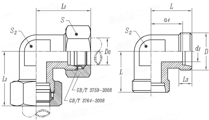 GB /T 3740 - 2008 卡套式彎通管接頭