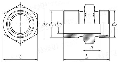 JIS B 2351-1 (SDS-B) - 2000 卡套式直通管接頭 金屬密封 普通螺紋 [表9]