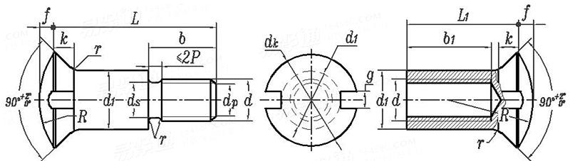 NF F 03-006 (notch) - 1983 铁路车辆 A级  沉头侧切口螺钉/螺母
