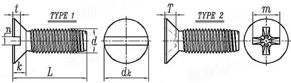 GOST  10619 - 1980 金屬和塑料用自攻沉頭螺釘 [開槽 十字槽]