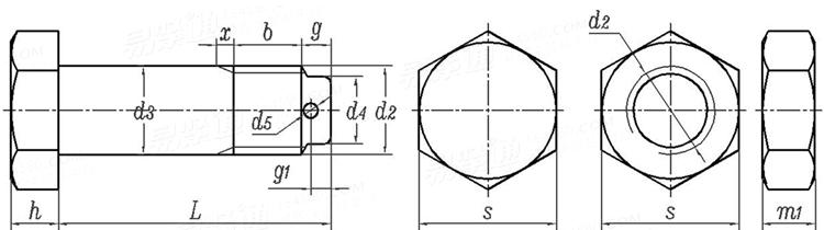 JIS B 2801 - 1996 BB和SB型卸扣用 六角頭螺栓和六角螺母