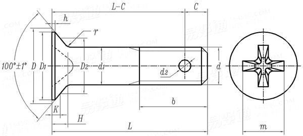 HB  7438 - 2013 MJ螺紋十字槽100°沉頭螺栓
