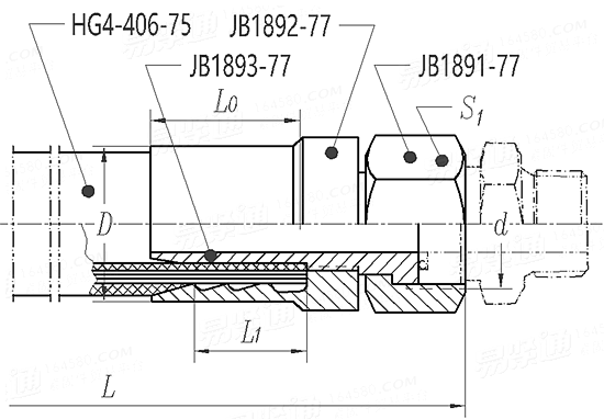 JB  1885 (A) - 1977 A型扣壓式膠管接頭