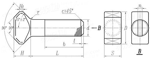 MT  187.4 - 1988 刮闆輸送機緊固件 棱頭螺栓 B型