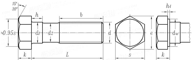 GOST  7795 (Type 1) - 1970 帶導向頸的B級小六角頭螺栓 1型