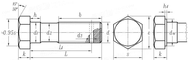 GOST  7795 (Type 2) - 1970 帶導向頸的B級小六角頭螺栓 2型