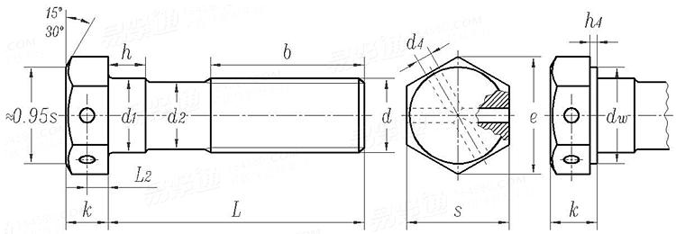 GOST  7795 (Type 3) - 1970 帶導向頸的B級小六角頭螺栓 3型