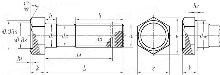 GOST  7795 (Type 5) - 1970 帶導向頸的B級小六角頭螺栓 5型