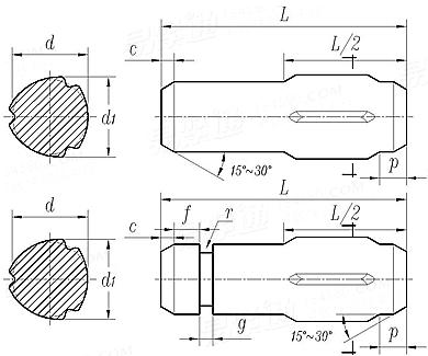 ASME/ANSI B 18.8.100M (B18.8.9M T5) - 2000 (R2005) 米制 半長溝槽 槽銷 TYPE 43-1 / TYPE 43-2 [TABLE 5]