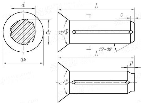 ASME/ANSI B 18.8.100M (B18.8.9M T9) - 2000 (R2005) 米制 沉头槽销 TYPE 47-1 TYPE 47-2 [Table 9]